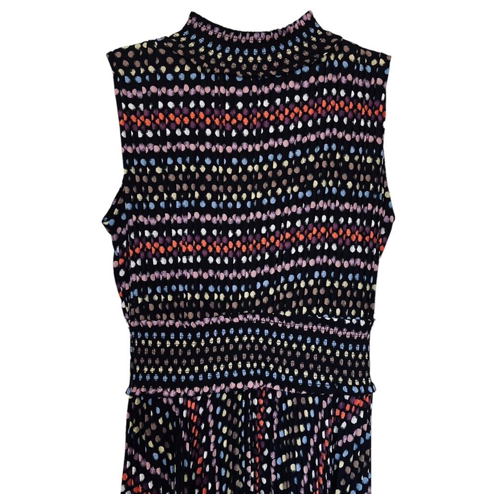 Nanette Nanette Lepore Black Polka-Dot Pleated Smocked detail Midi Dress Sz 6 - Picture 10 of 10